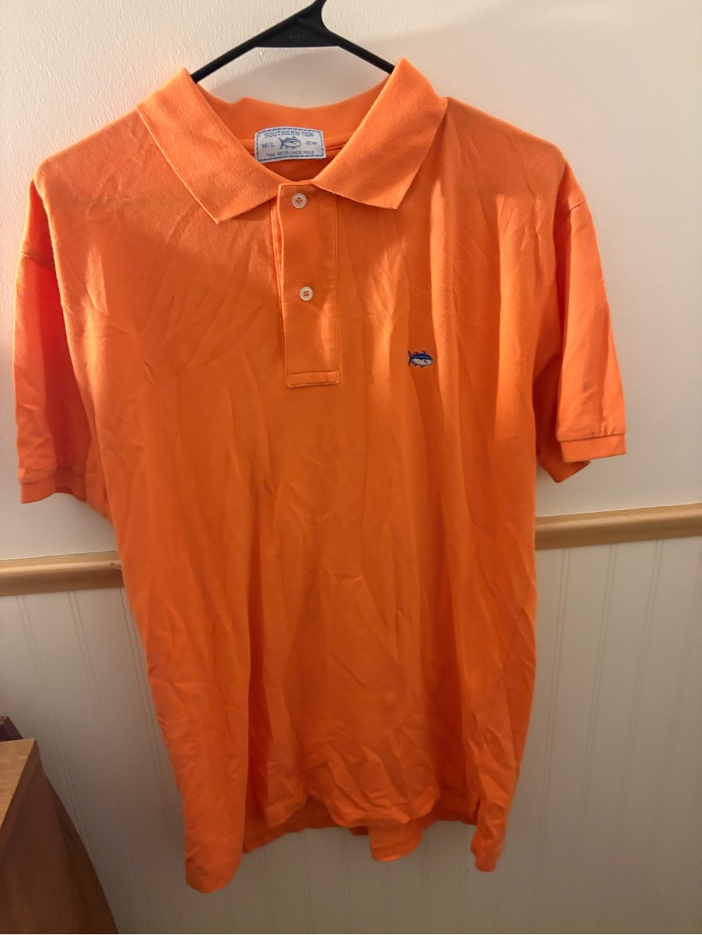 Southern Tide Skipjack Polo Mens M/L 40-42 Orange Cotton Stretch Preppy Golf